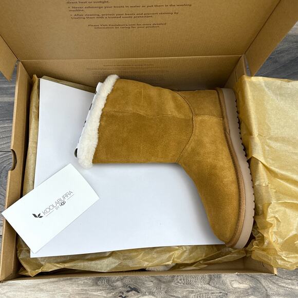 NIB Koolaburra by UGG 9 40 Alamie Booties Suede Faux Fur Chestnut Tan - Picture 10 of 14